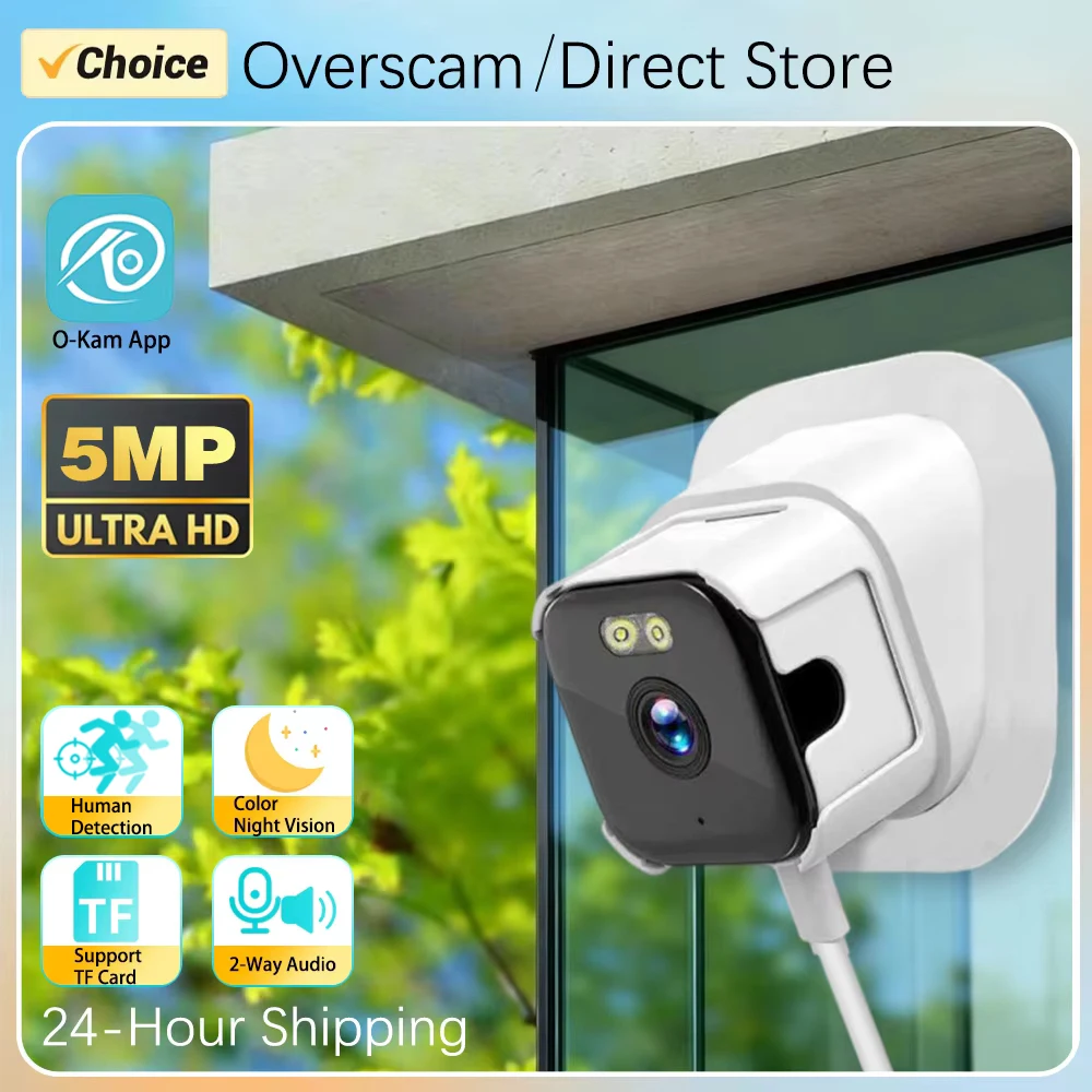 O-Kam Pro Mini 5MP 5G 2.4GHZ Dual-Band Wireless Network Window Security Stick Telecamera IP WIFI con visione notturna a luce nera