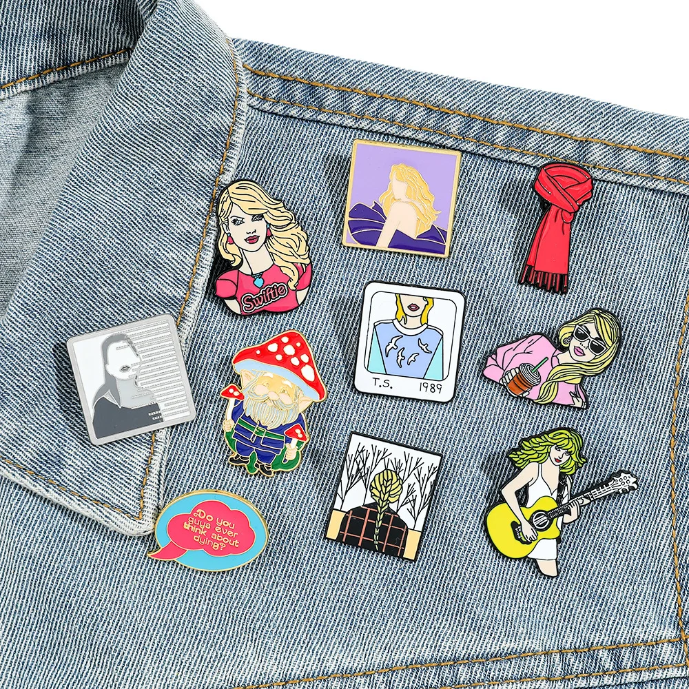 Taylor Swift Music Album Metal Bust Cartoon Creative Singer Emblem Metal Concert Backpack Clothes Pins Gift Souvenir Wholesale 200pcs taylor stickers swift decal items taylor singer stickers all music album stickers for notebook laptop gift for teen kids