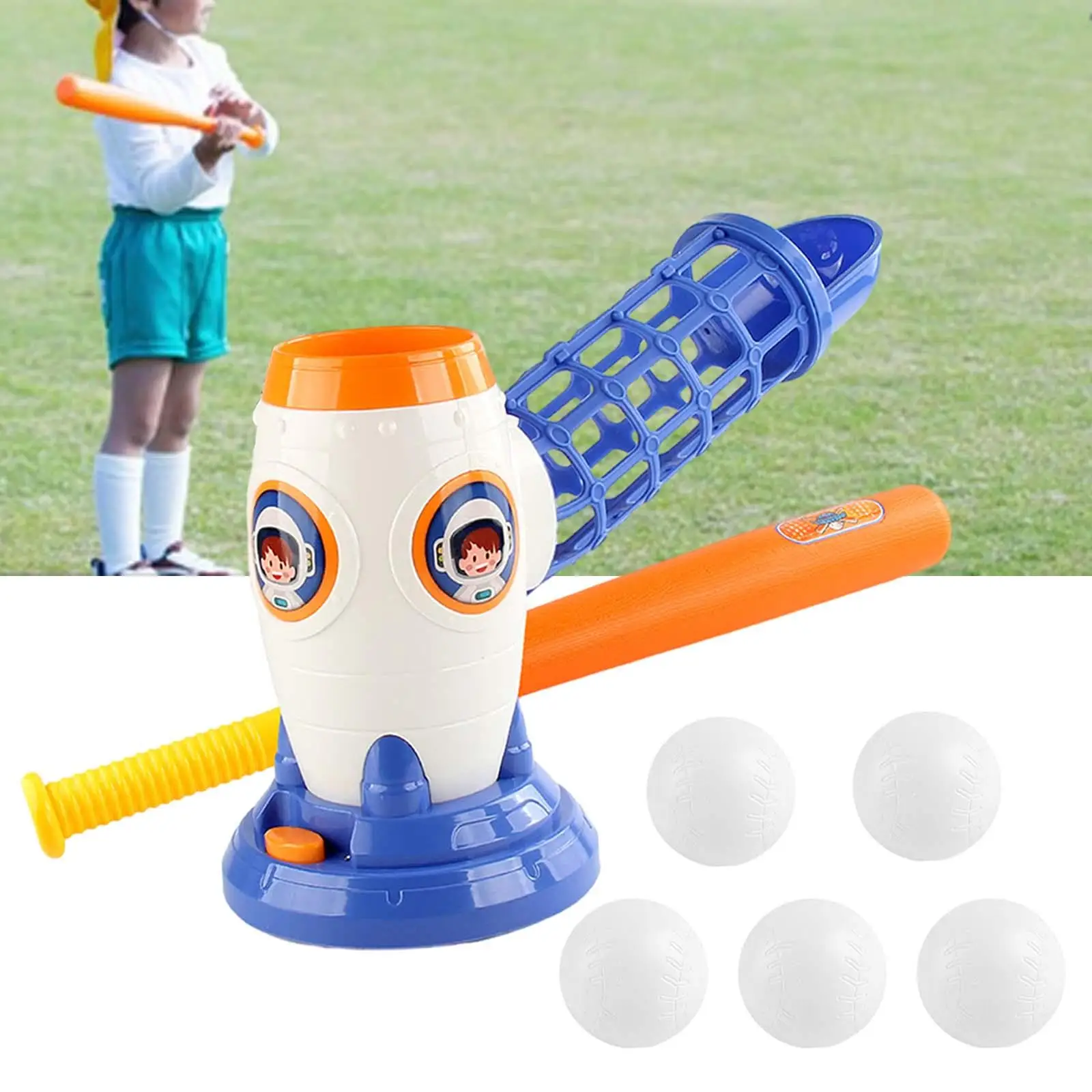 Baseball Pitching Machine Automatic Cute Baseball Trainer Baseball Launcher for Kids Children Entertainment Garden Backyard