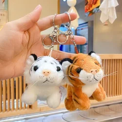 Porte clés en peluche de tigre, joli pendentif de dessin animé, petite poupée, pour sac d'école, porte clés, décoration de sac à dos de poupée 