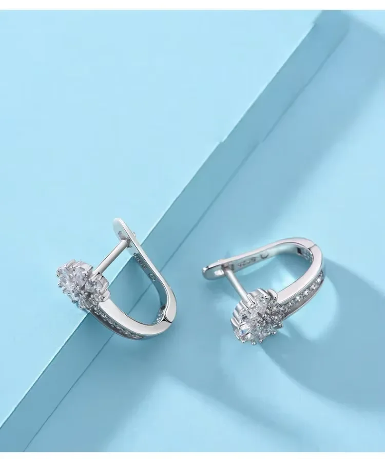 Fine Jewelry 925 Sterling Silver Earrings Inlaid With Zircon Crystal Flower Earrings Charm Jewelry For Women Gift Engagement Wed - 6