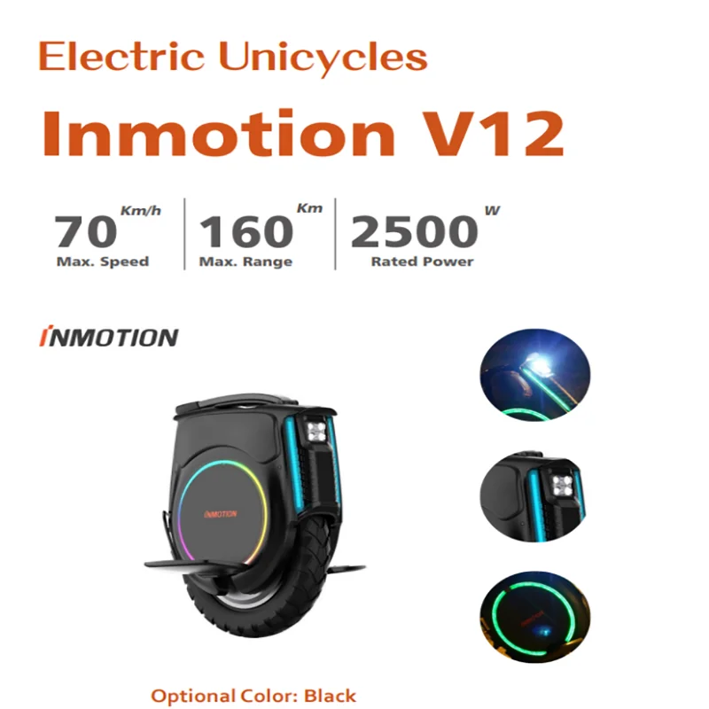 16 Inch 2500W INMOTION Unicycle V12 Max Speed 70KM/H Long Range