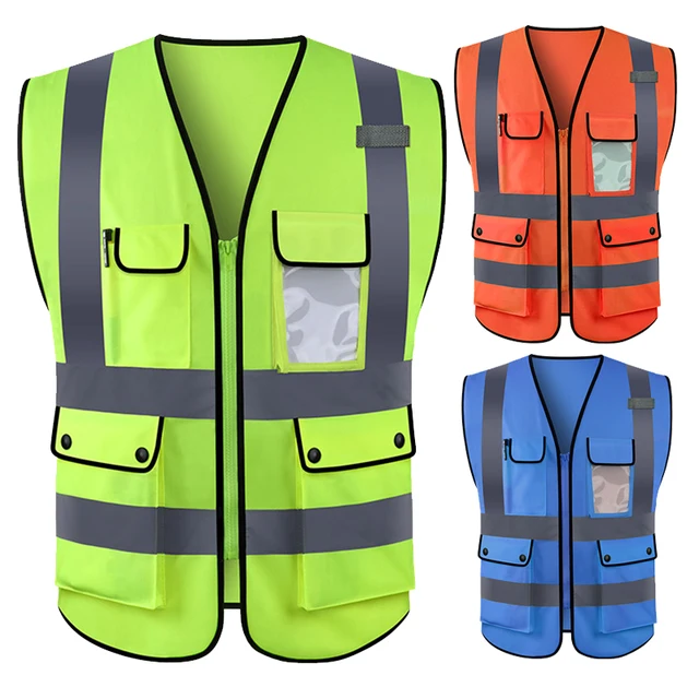 Blue Reflective Safety Vest with Pockets