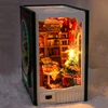 NEW DIY Christmas Diary Book Nook Wooden Miniature Model Kit Handmade Casa Bookend With Light Bookshelf Home Decor Friends Gifts 2