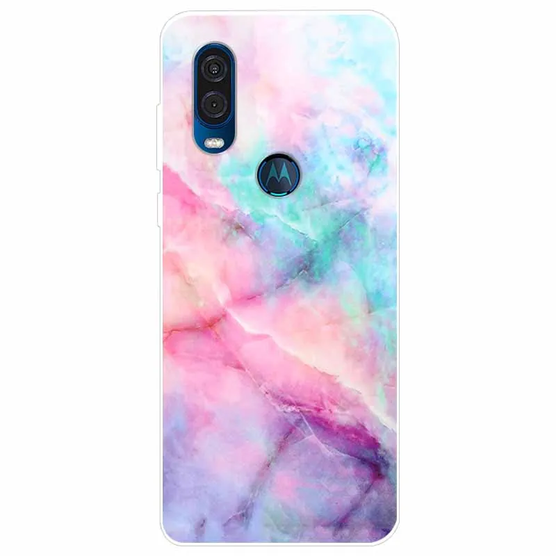 Elegant Marble Design Soft TPU Back Cover for Moto One Vision/Macro/Action