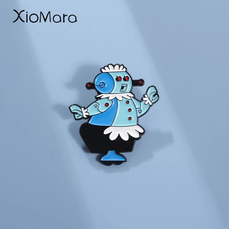 Nanny Roboter Emaille Pins benutzer definierte Familie Komödie TV-Serie Broschen Revers Abzeichen Cartoon lustige Schmuck Geschenk für Kinder Freunde