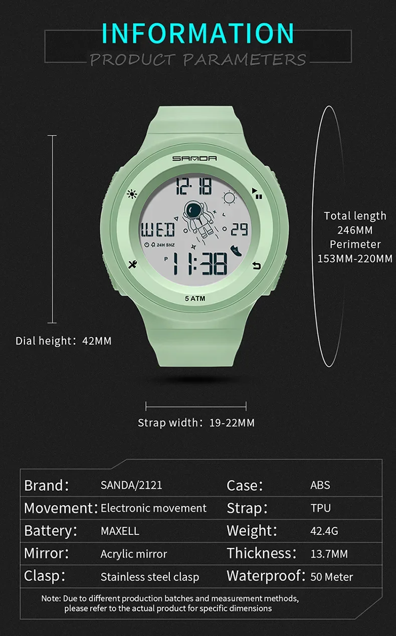 2024 SANDA New Fashion Sport Women's Watches Waterproof Digital Watch For Female Clock 5ATM Waterproof Relogio Feminino 2121