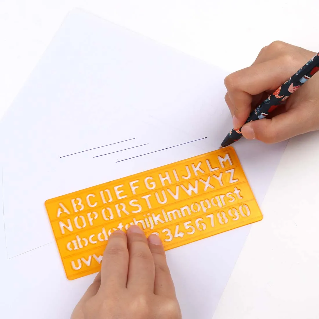 Drafting Set 1/12Pcs Multifunctional Hollow Straight Ruler Number Letter Pattern Bookmark Drawing Template Measuring Tool
