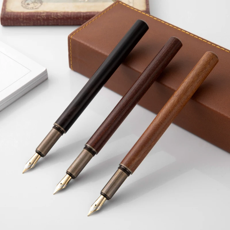 Luxury Retro Wood Bronze Fountain Pen Office Business Writing Art Calligraphy Ink Pens 0.5mm School Student Stationery Gifts bronze wood