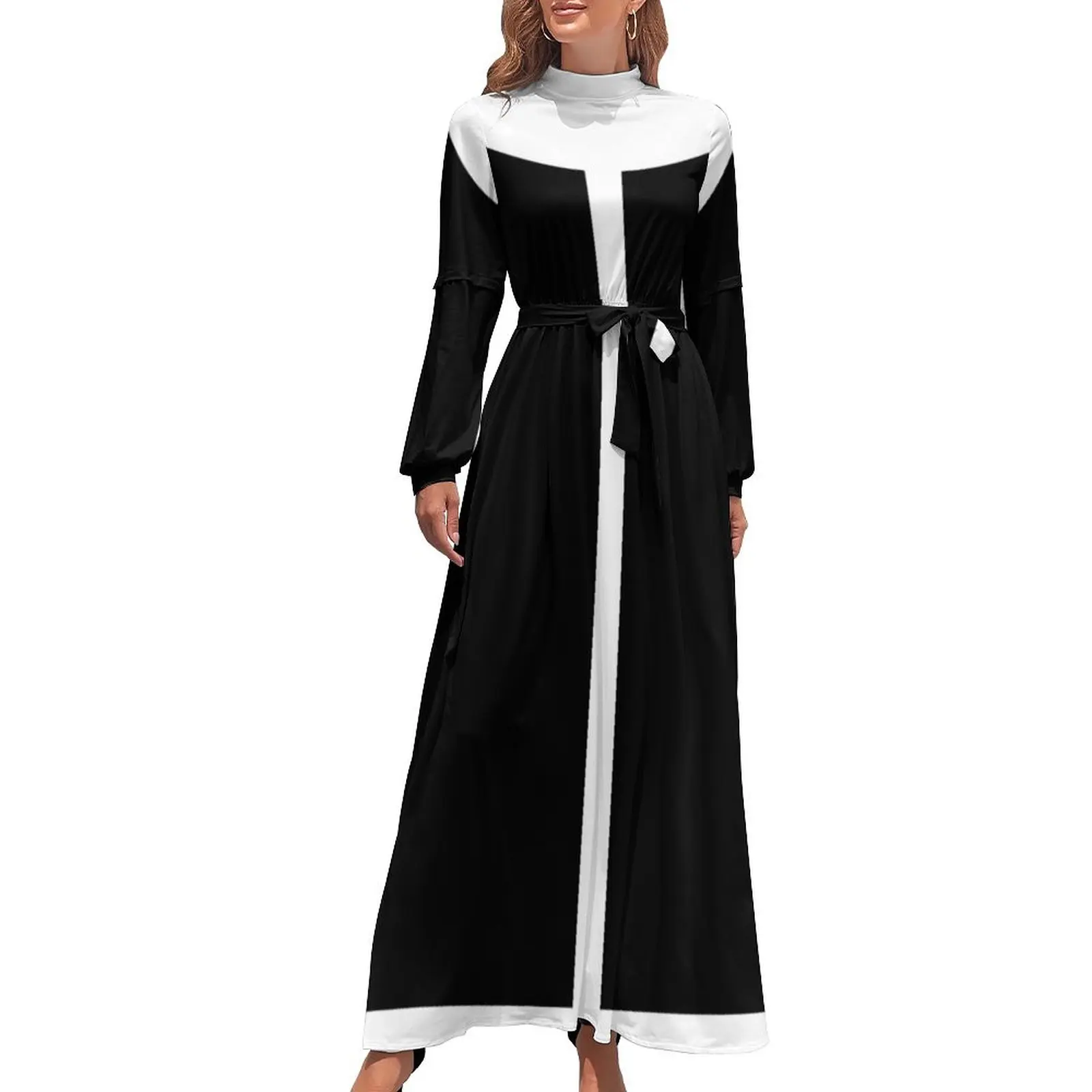 thumbnail image 1 of Vestido largo blanco y negro de los años 60, vestido de noche para mujer, bonito vestido elegante de lujo para mujer, traje de verano para mujer, 1 of 5