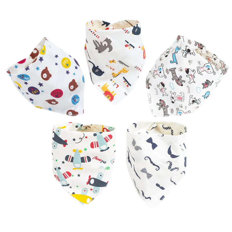 born baby accessories	 5Pcs/lot Newborn bibs Cotton Triangle Double Bandana Bibs Cartoon Print Saliva Towel Baby For Boys & Girls Baby Scarf Gift Silicone Anti-lost Chain Strap Adjustable  Baby Accessories