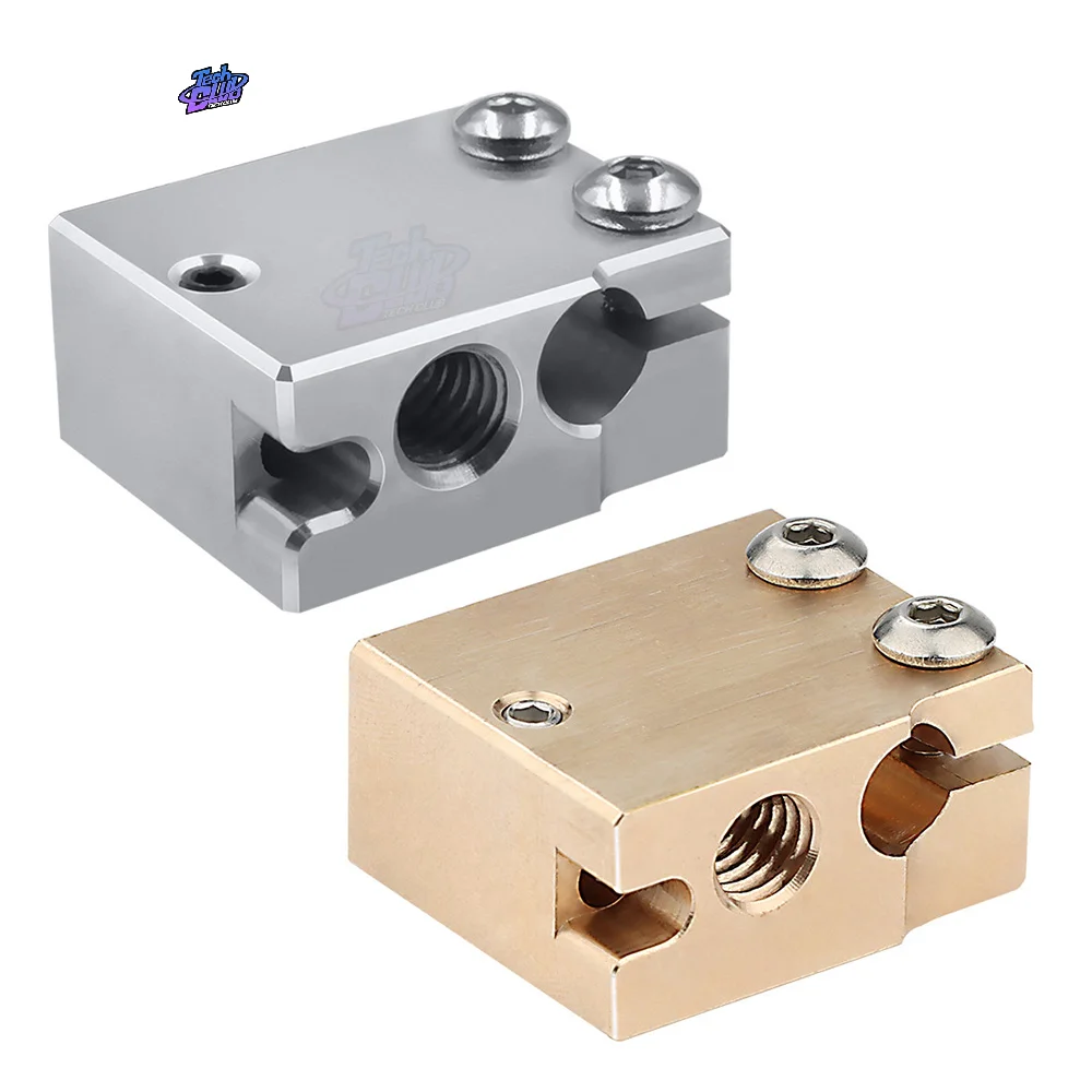 

3D Heat Block E3D V5 V6 MK7 MK8 MK2 MK10 Volcano PT100 CR10 2 IN 1 OUT Aluminum/Brass For Hotend 3D Printer Accessories