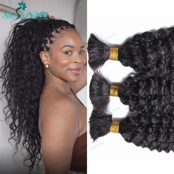 Bulk Human Hair No Weft For Braiding Curly Deep Wave Full Ends Extensions 3pcs/5pcs Bulk Hair Bundles Wholesale For Boho Braids 1