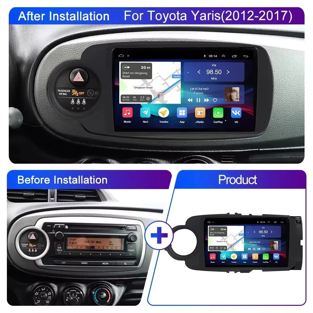 Autoradio Android 15 Pour Toyota Yaris Grmn 2012-2017 - 4G RAM, 128 Go, CarPlay/Android Auto Sans Fil, écran 9 Pouces