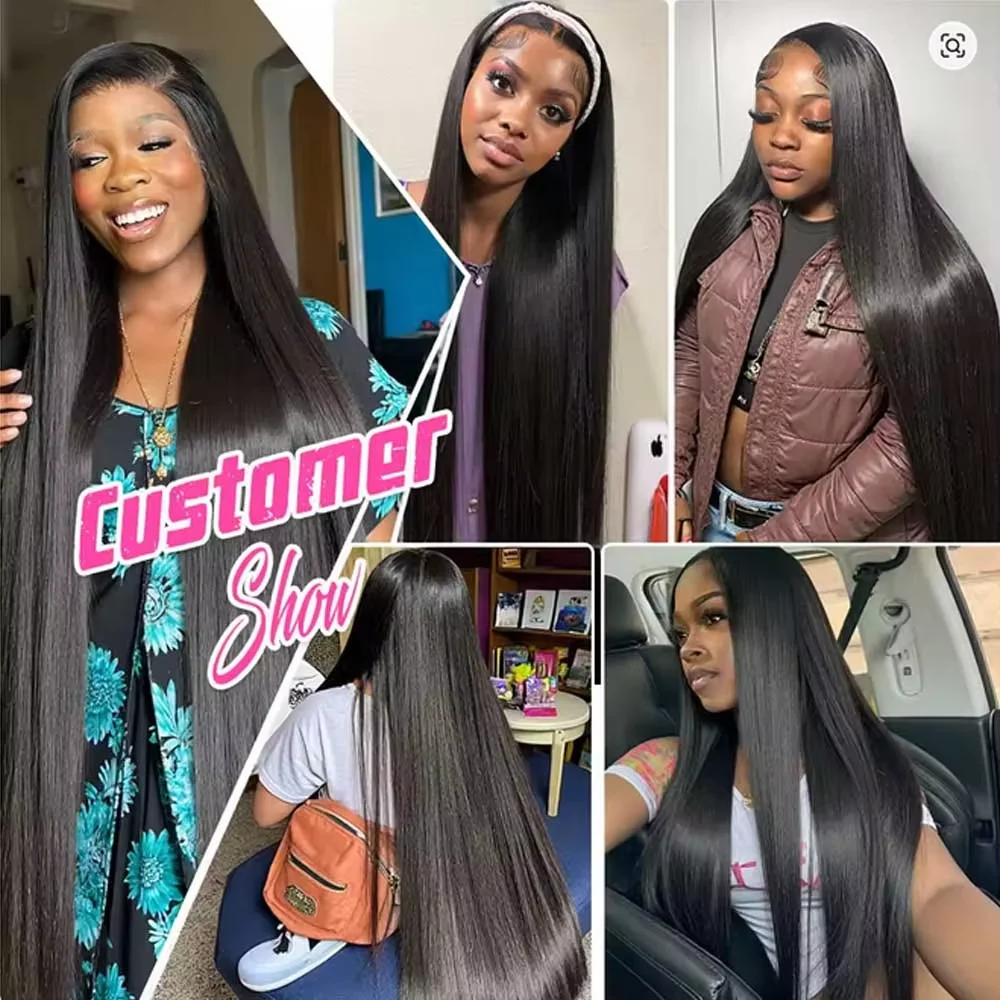 40 42 Inch Bone Straight Human Hair Wigs 13x4 13x6 HD Lace Frontal Wigs 250% Density Body Wave Lace Front Human Hair Wigs 6