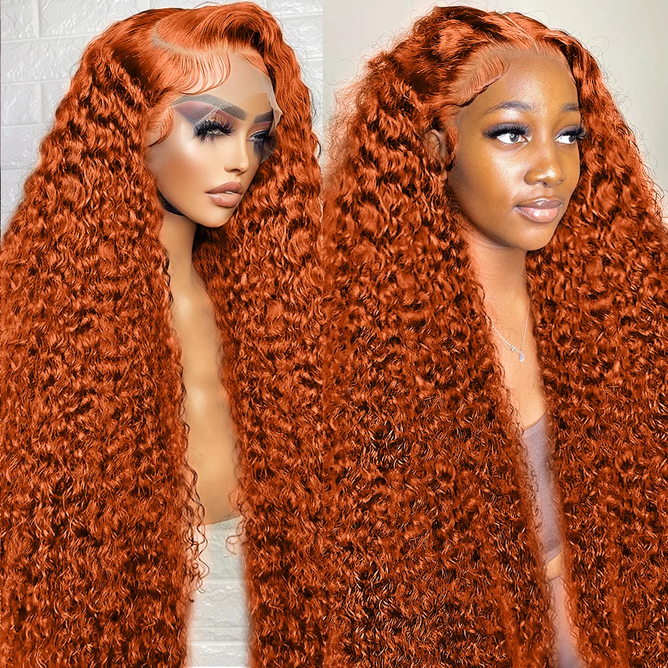 Lace Front Wigs Human Hair Wig 250% 30 40 Curly Ginger Orange 13x6 Lace Front Human Hair Wigs 13x4 Lace Frontal Wig Deep Wave Brazilian Remy Hair Wig