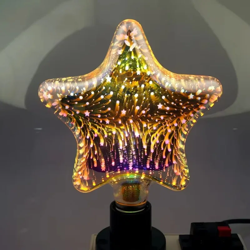 에너지 절약 조명 전구 장식 전구, 다채로운 3D LED, 낮은 에너지 소비, 4w, 5 점 별 불꽃 놀이 바, e27