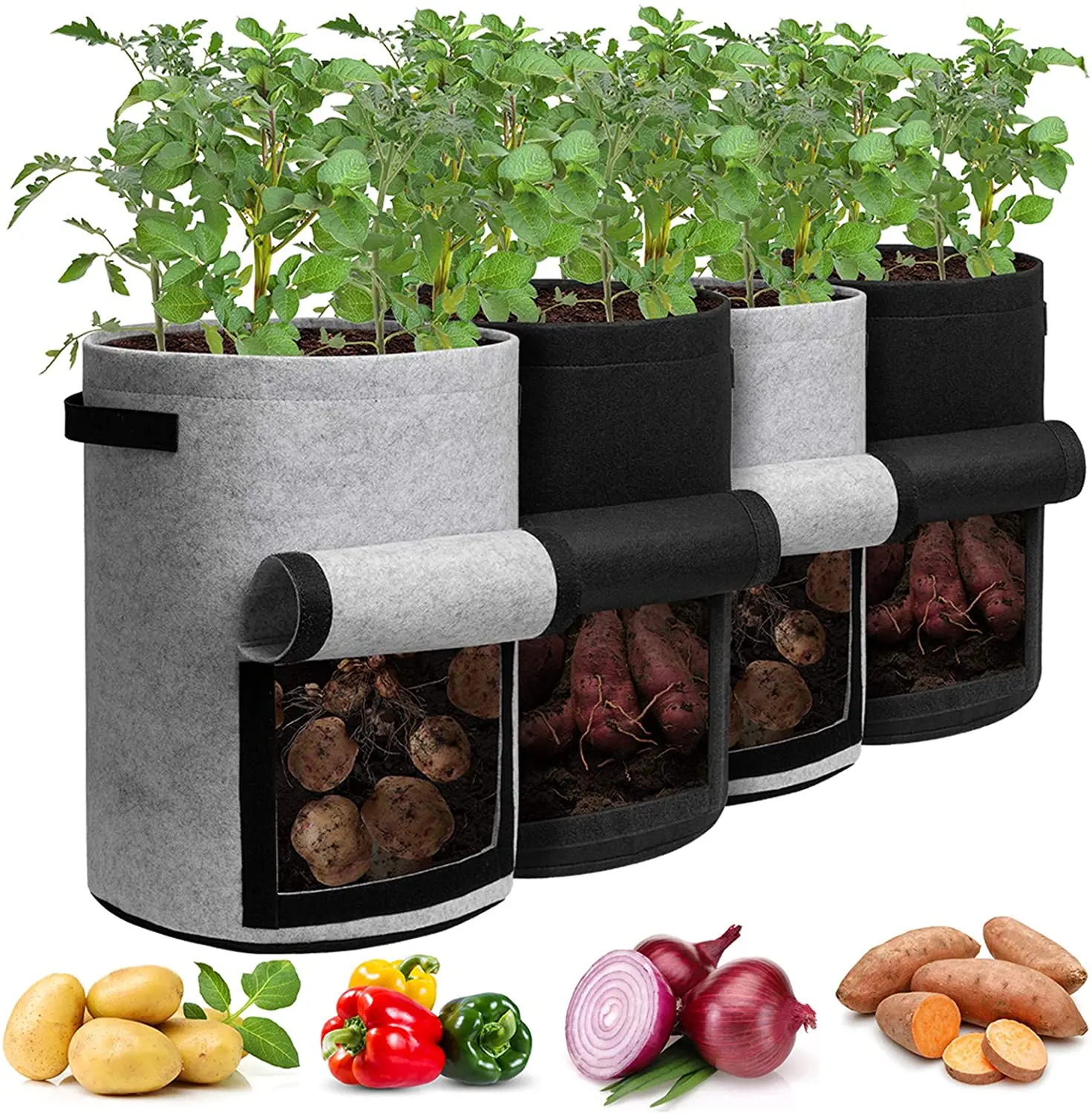 3 Size Felt plant grow bags nonwoven fabric garden potato pot greenhouse vegetable growing bags moisturizing vertical tools 1