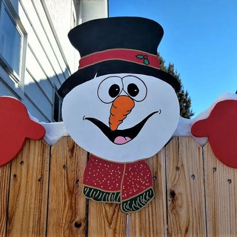 

Indoor Outdoor Home Decoration Cute Cartoon Patterns New Year Christmas Fence Decoration Santa Claus Snowman Yard Decoration