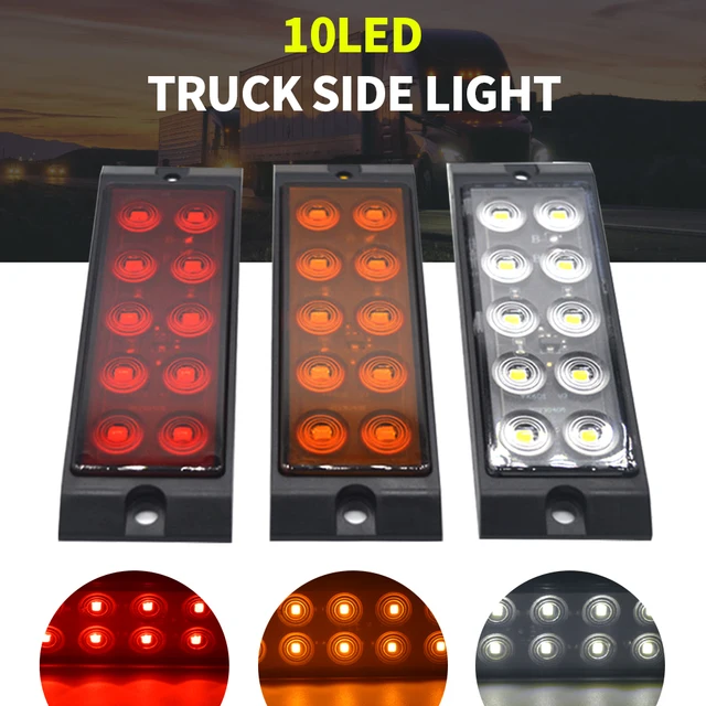 Upgrade 10LED Truck Side Marker Light Clearance Lamp Tail Light Trailer Tractor Lorry Warning Parking Lamp 12V-24V