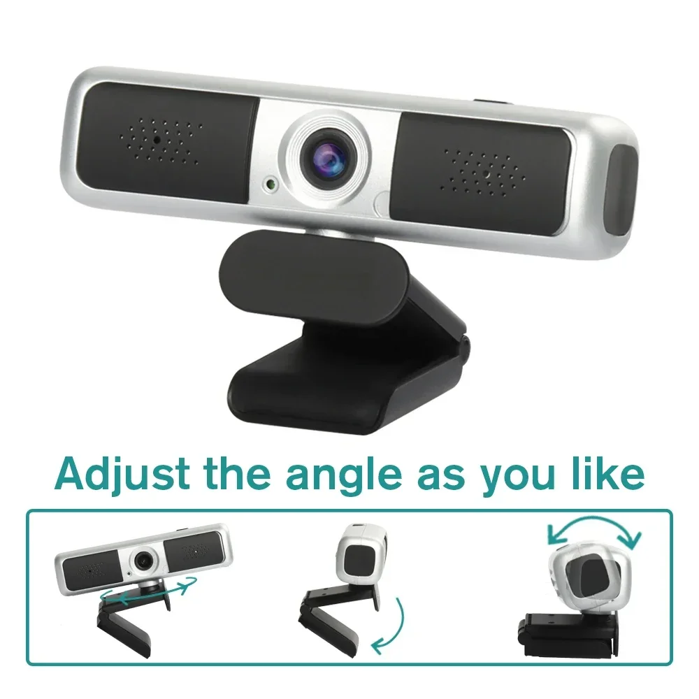 PC 웹캠 풀 HD 웹 카메라, 컴퓨터 회의 비디오 작업용, 1080P USB 카메라, 마이크 포함, 360 ° 회전, 2K 웹캠