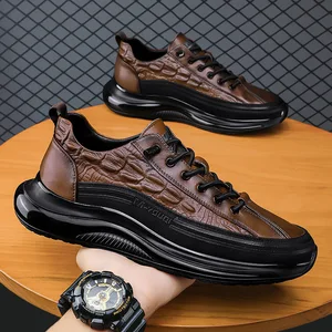 Men's Retro Leather Shoes Men's artificial leather Casual Sneakers Alligator Pattern Casual Shoes Men's Platform Shoes Men Shoes