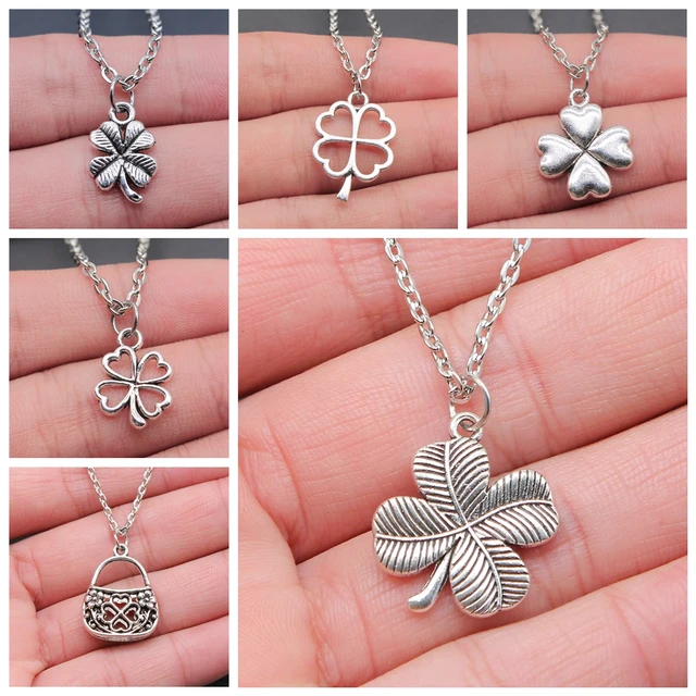 Vintage Silver Four Leaf Clover Charm Necklace