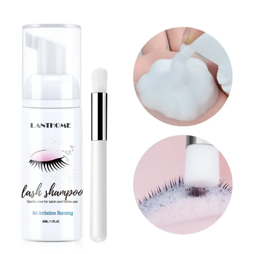 1/3/5 stücke 50 ml Wimpern Extensions Pinsel Shampoo Kit Wimpern Verlängerung Kleber Wimpern Reinigung Schaum Pumpe Design augen Make-Up Pflege – Detail 3