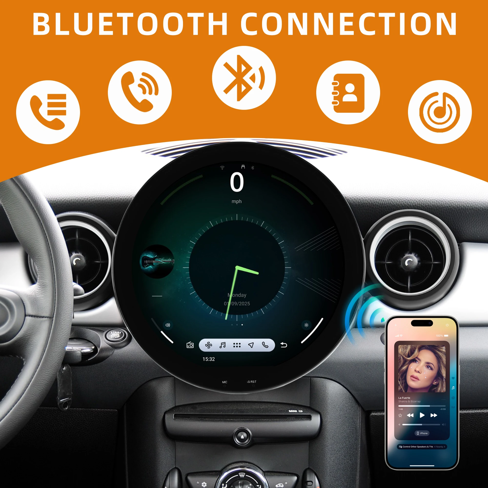 Autoraido - Sistema de Navegación GPS para Automóvil de 11.7 Pulgadas para BMW Mini Cooper R56 R57 R58 R59 R60 2006-2016, Apple CarPlay, Android Auto, WiFi, Cámara de 360 Grados 5