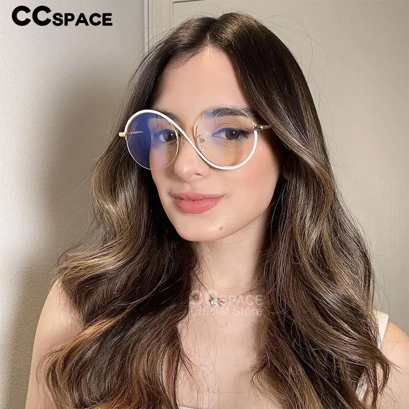 Eyeglasses Frames 54042 Round Half Frame Women Anti Blue Light Metal Optical Glasses Frames Fashion Computer Eyeglasses