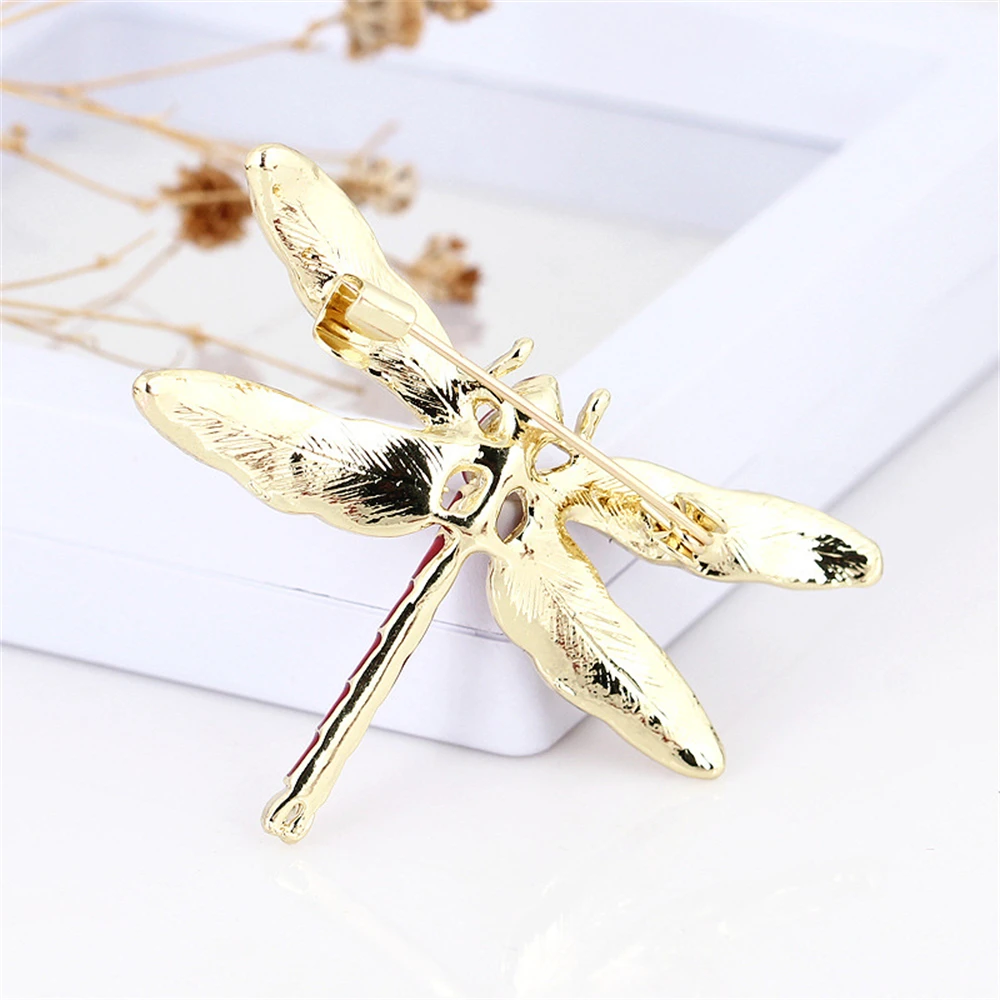Fashion Enamel Crystal Vintage Dragonfly Brooches for Women