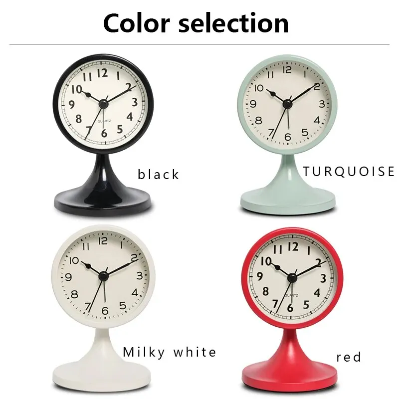 Vintage Nordic Silent Alarm Clock - Elegant Table and Bedside Nightlight Decor