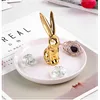 Exquisite European Style Ceramic Animal Bowls/Plates/Trays for Jewelry Storage with Golden Horse and Rabbit Design 4