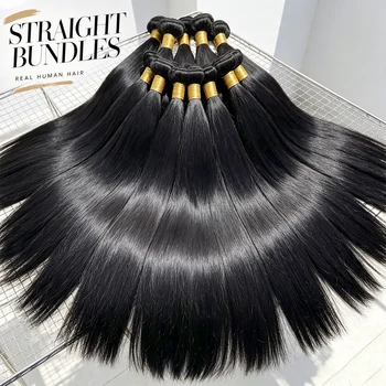 Capelli Veri Umani Lisci Naturale, Extension Brasiliane da 30-40 Pollici, 1, 3 o 4 Fasci di Capelli Grezzi per Donne Nere