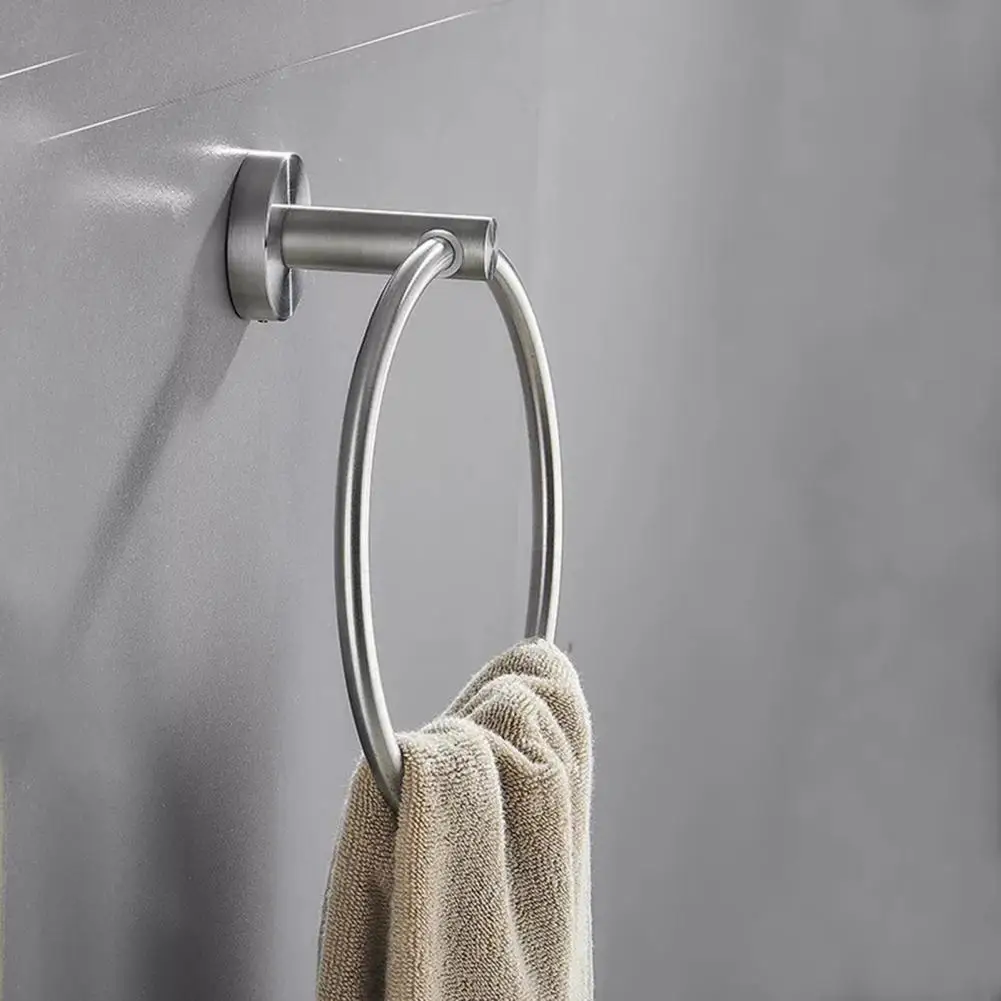 Suction Cup Towel Ring Bathroom Hand Towel Holder Wall Mount Metal Hanger Hook for Easy Installation Solid