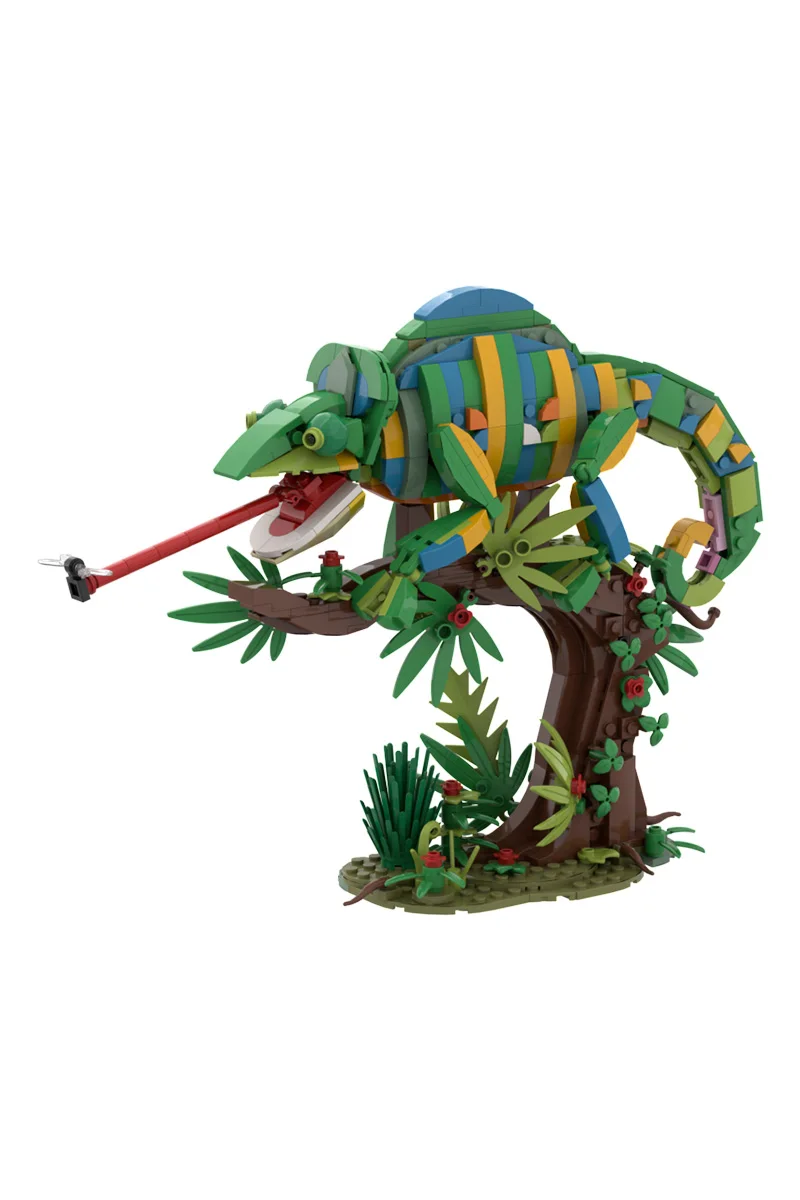 MOC Chamäleon Modell Bausteine Horror Reptil Wüste Eidechse DIY Design Insekt Botanische Ziegel Spielzeug Erwachsene Geschenk – Detail 6