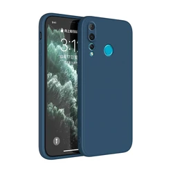 Square Liquid Silicone Phone Case - Enhanced Protection Back Cover for Huawei Y9 Prime 2019 (Dark Blue)