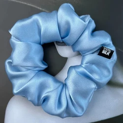Luxurious 100% Mulberry Silk Hair Scrunchies - Elegant Elastic Hair Ties (3.5cm-B Baby Blue)