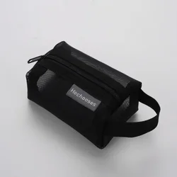 Compact Clear Nylon Mesh Cosmetic Bag - Cute Small Organizer for Makeup, Accessories, and Essentials (Black)
