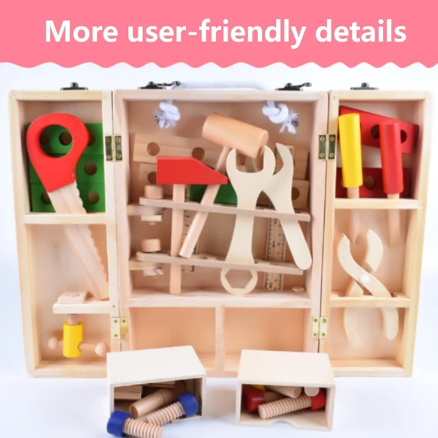 30x20.3x8cm/11.81x7.99x3.14in Tool Kit Children's Brain Game Kinderganten Lovely Dressing Educational Toy Wood Made 1