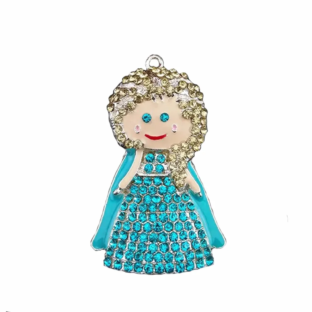 

30 Pcs/LotFashion Jewelry Lovely Rhinestone Princess Pendant Charm Jewelry Decoration Pendant for Kids