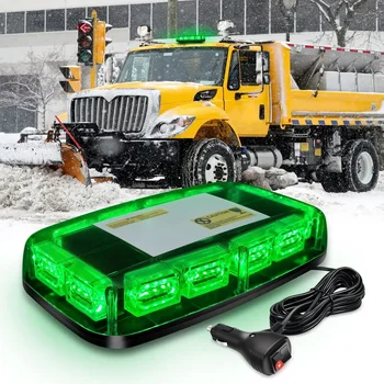 Luci stroboscopiche da tetto verdi da 12 pollici 48 LED Avvertimento di sicurezza di emergenza Barra luminosa lampeggiante a LED Supporto magnetico 12V 24V Auto Camion