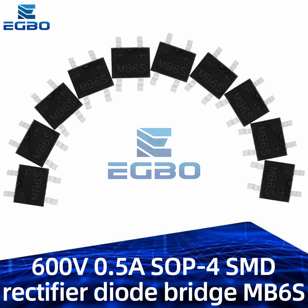 10PCS~100PCS EGBO 600V 0,5A SOP-4 SMD Gleichrichterdiode Brücke MB6S