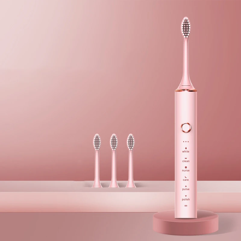 

6Modes 18 Gear Electric Toothbrush Sonic Whitening Rechargeable USB for Adults Ultrasonic Tooth Brushes with 4 Replacement Heads