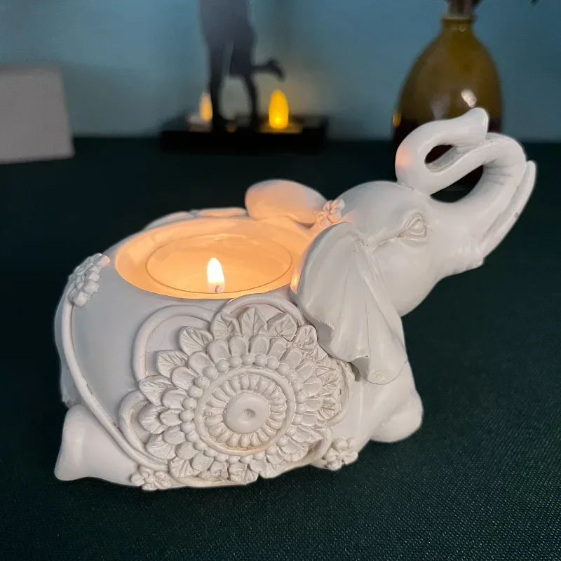 Decorative Elephant Trunks Up Sculpture Candle Holders Tealight Holders Small Candle Stick Lucky Gifts Candle Holders