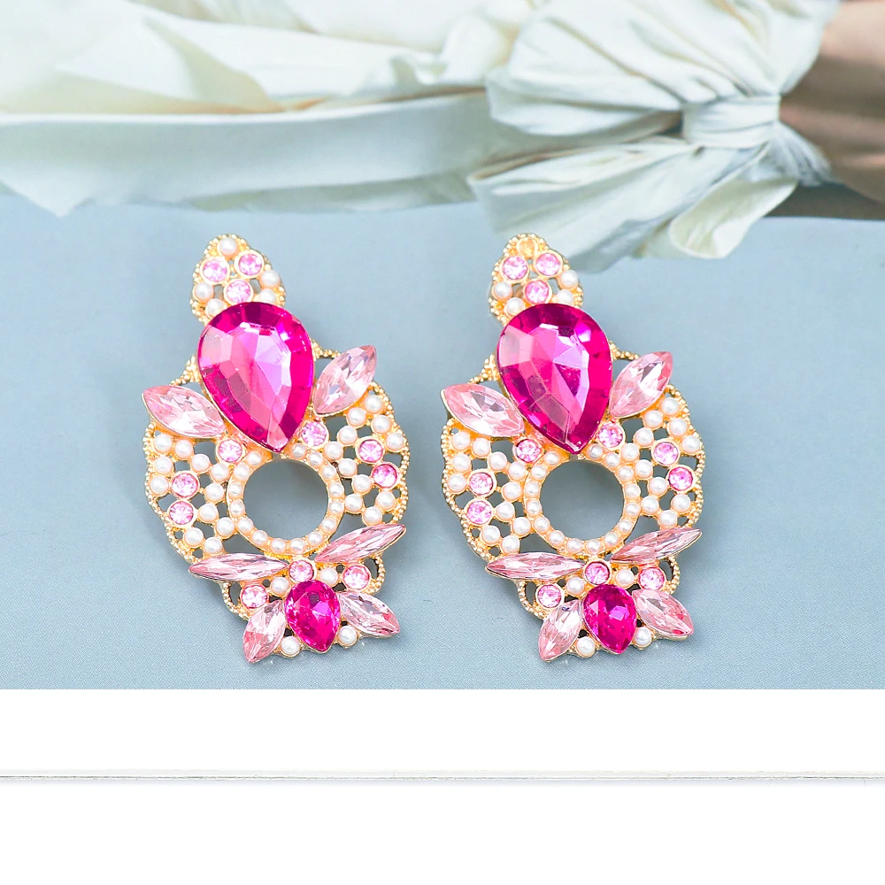 Vintage pink crystal earrings - Ruby Lane