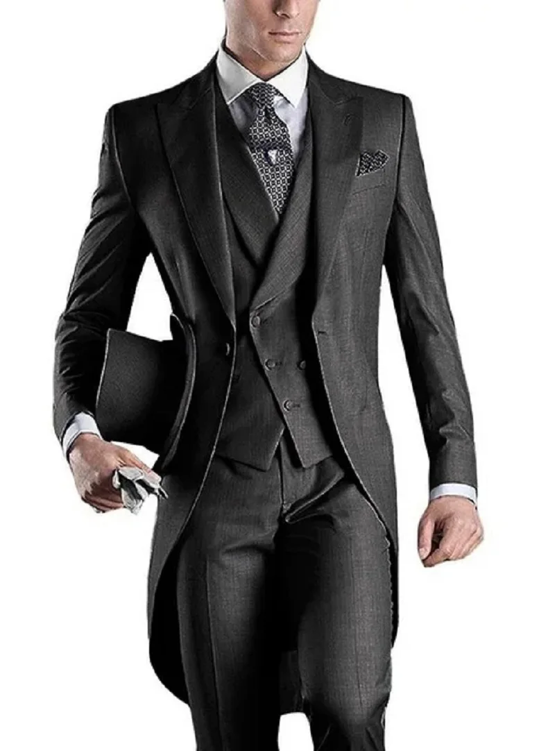 Costume Homme 3 Pieces Fashion Tuxedos Groom Wedding Men Suit Tuxedo Terno Masculino De Pour Hommes Blazer(Jacket+Pants+Vest)