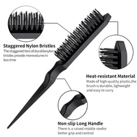 3Pcs Slick Back Hair Brush Set Bristle Hair Brush Brush Teasing Comb for Women Baby Kids Black Hair 2