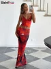 Weird Puss Tie-Dye Print 2 Piece Set Women Summer Y2K Fashion Hipster Elegant V-Neck Camisole+Maxi Skirts Matching Streetwear 1