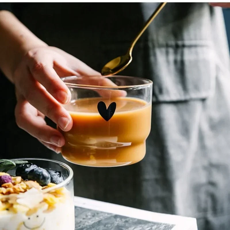 Glass Heart Shaped Coffee Mug Transparent 300ml